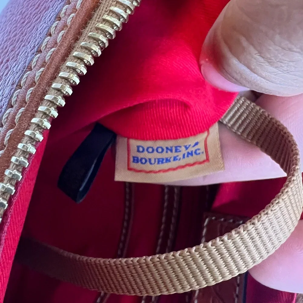 Dooney & Bourke Pebble Grain Leather Hobo Bag Burgundy Brown Trim Good Condition
